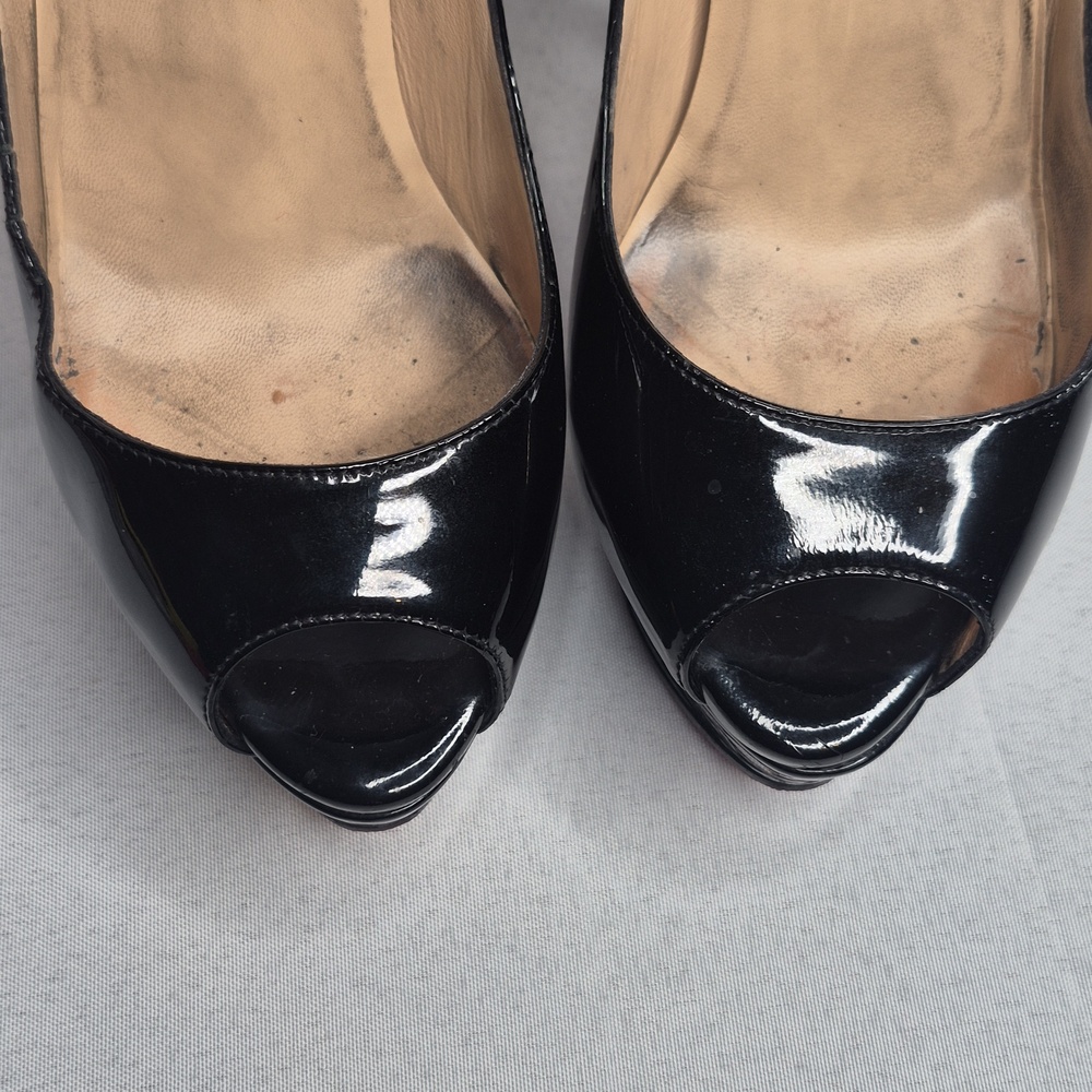 Christian Louboutin Black Patent Platform Stiletto Pumps Red Sole EUR 34.5/US4.5 - Picture 11 of 17